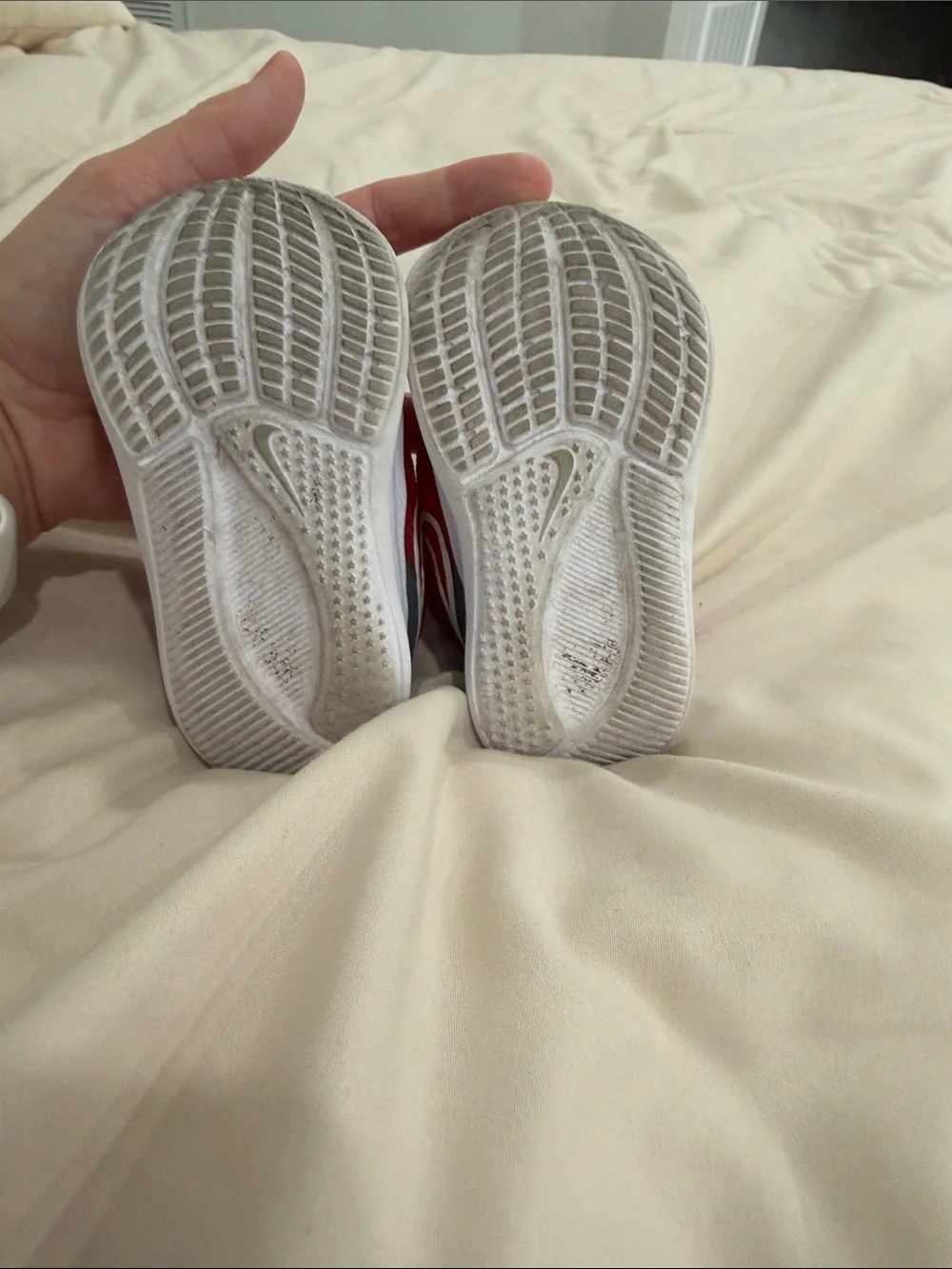 Nike Red and White Toddlers' Velcro Athletic Shoes